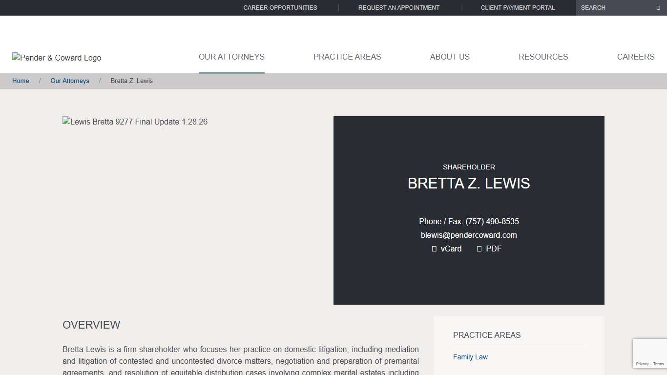 Bretta Z. Lewis Divorce Attorney | Family Law Pender & Coward